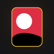 The app icon: the same card on a black lacquer background