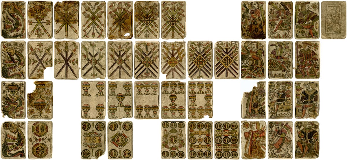 Playing cards of the Portuguese pattern, printed in Antwerp by Gilis van den Bogarde, 1567